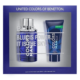 Kit Coffret Benetton Colors Men Blue Masculino EDT + Pós-Barba