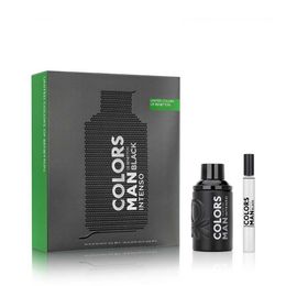Kit Coffret Benetton Colors Man Black Intenso EDP 100ml + Travel Size 10ml